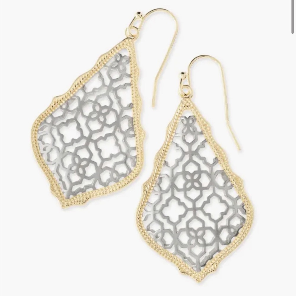 Kendra Scott Addie Gold Drop Earrings in Silver Filigree Mix